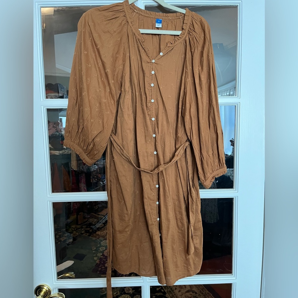 Brown Old Navy Tie Waist Dress